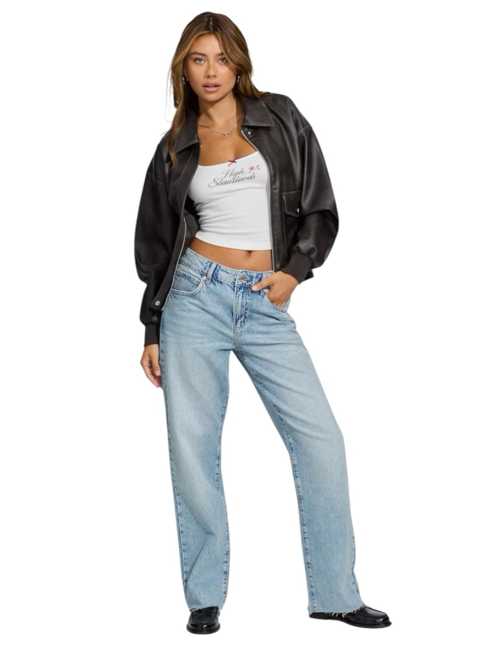 Garage Light Wash Slouchy Mid-Rise Straight Leg Jeans (26x30)